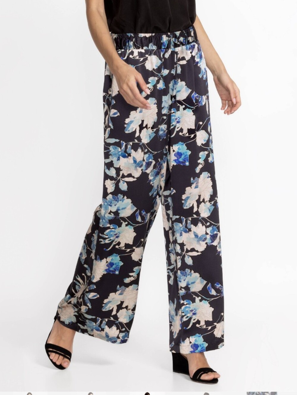 Johnny Was navy blue multicolor floral blouse